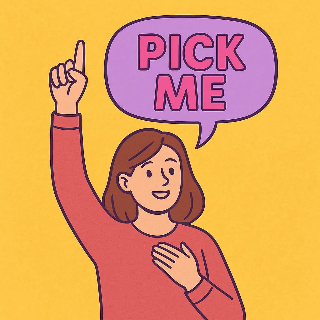 Visual representation of pick me behavior